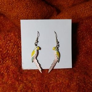 H&M Silver & Enamel Parrot Earrings